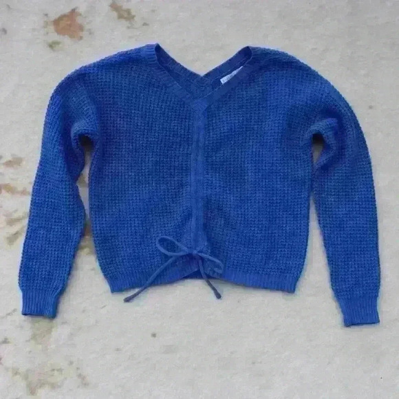 SINCERELY JULES Adjustable Length Cinch Crop Long Sleeve Knit Sweater Women S - Picture 2 of 10